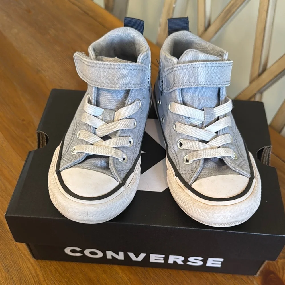 Converse Unisex Kids High-Top Sneakers Size 11- Gray Blue Hue - Picture 2 of 9